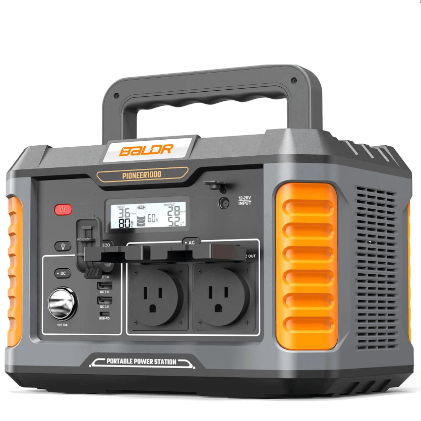 BaldrTherm 1000W Portable Power Station – 808Wh Solar Charging, PD 60W