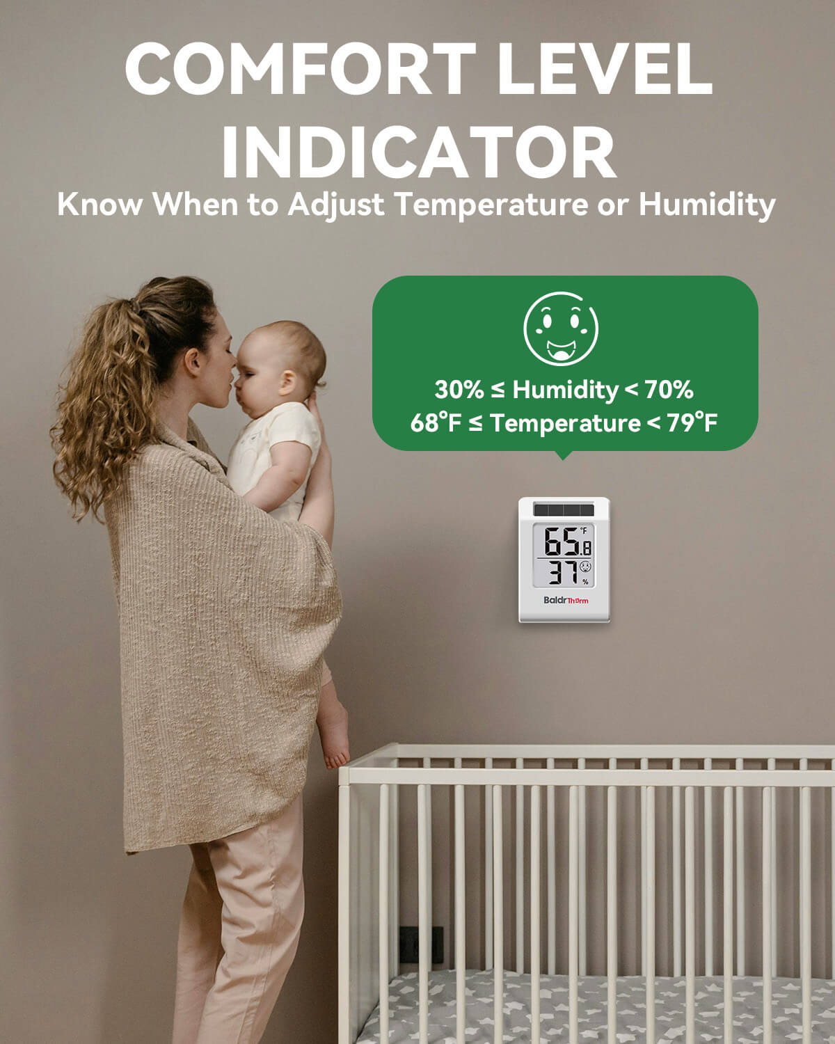 E0587TH-V3-White Solar Digital Hygrometer Thermometer