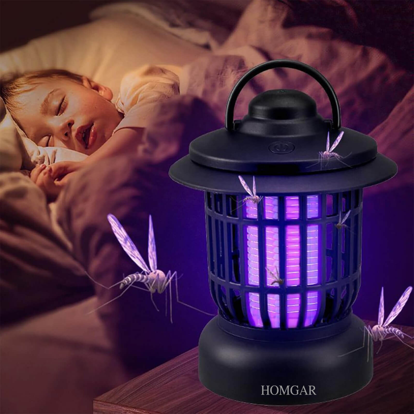 HOMGAR Rechargeable LED Lamp, Electric mosquito lamp, Perfect for Indoor and Outdoor Use