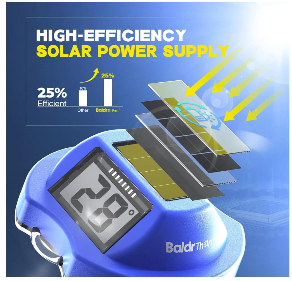 BaldrTherm Solar Pool Thermometer – Wireless, IP68, Dual-Screen