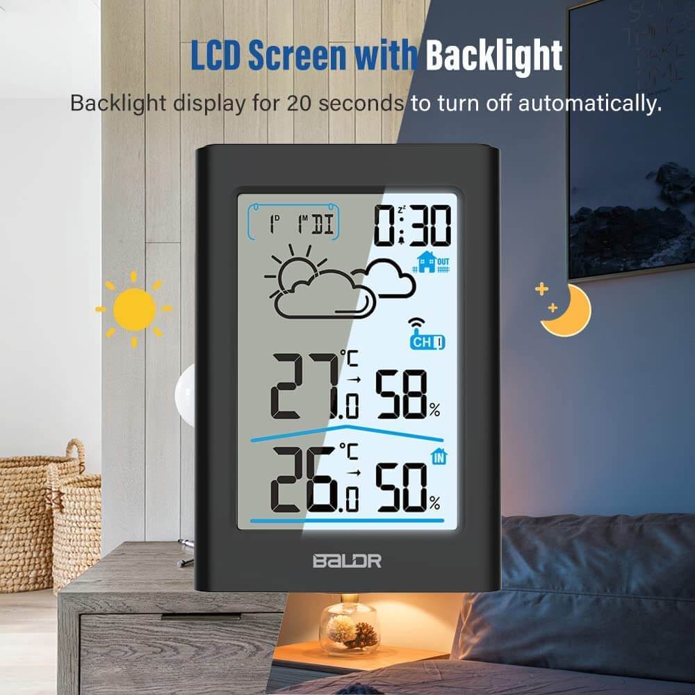 BaldrTherm Wireless Indoor & Outdoor Thermometer – Black