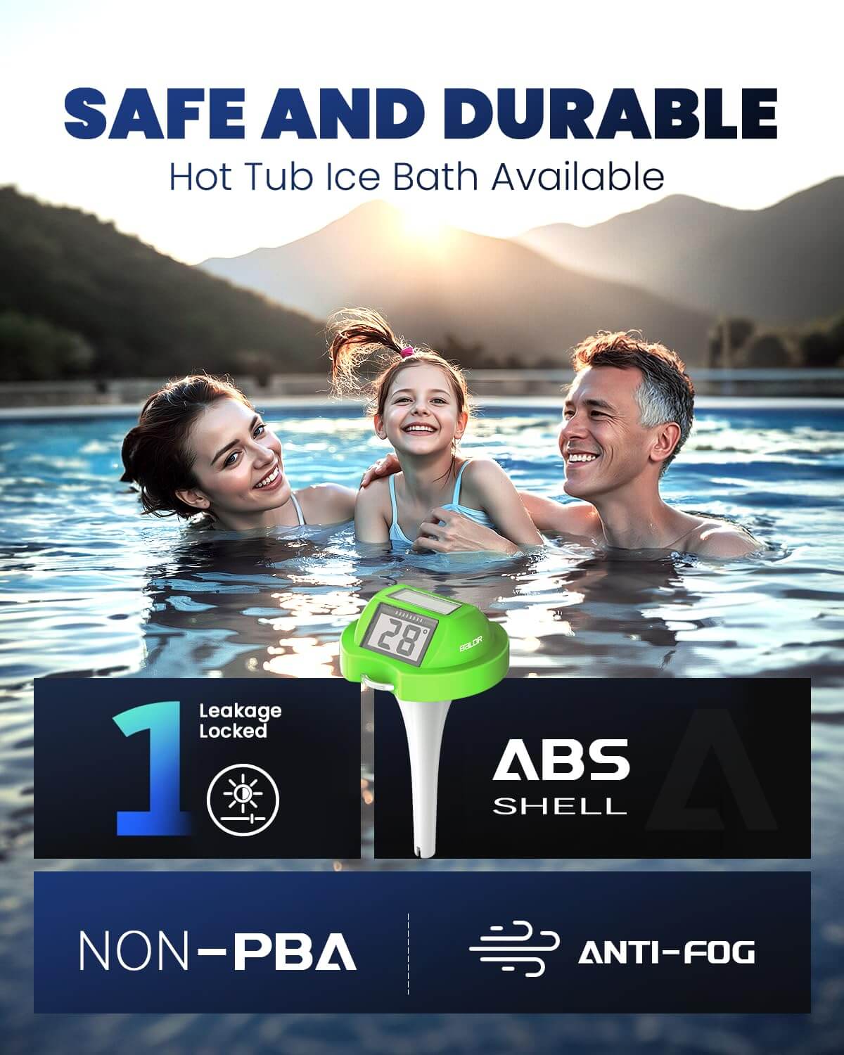 BALDR Pool Thermometer Floating Easy Read (Green)