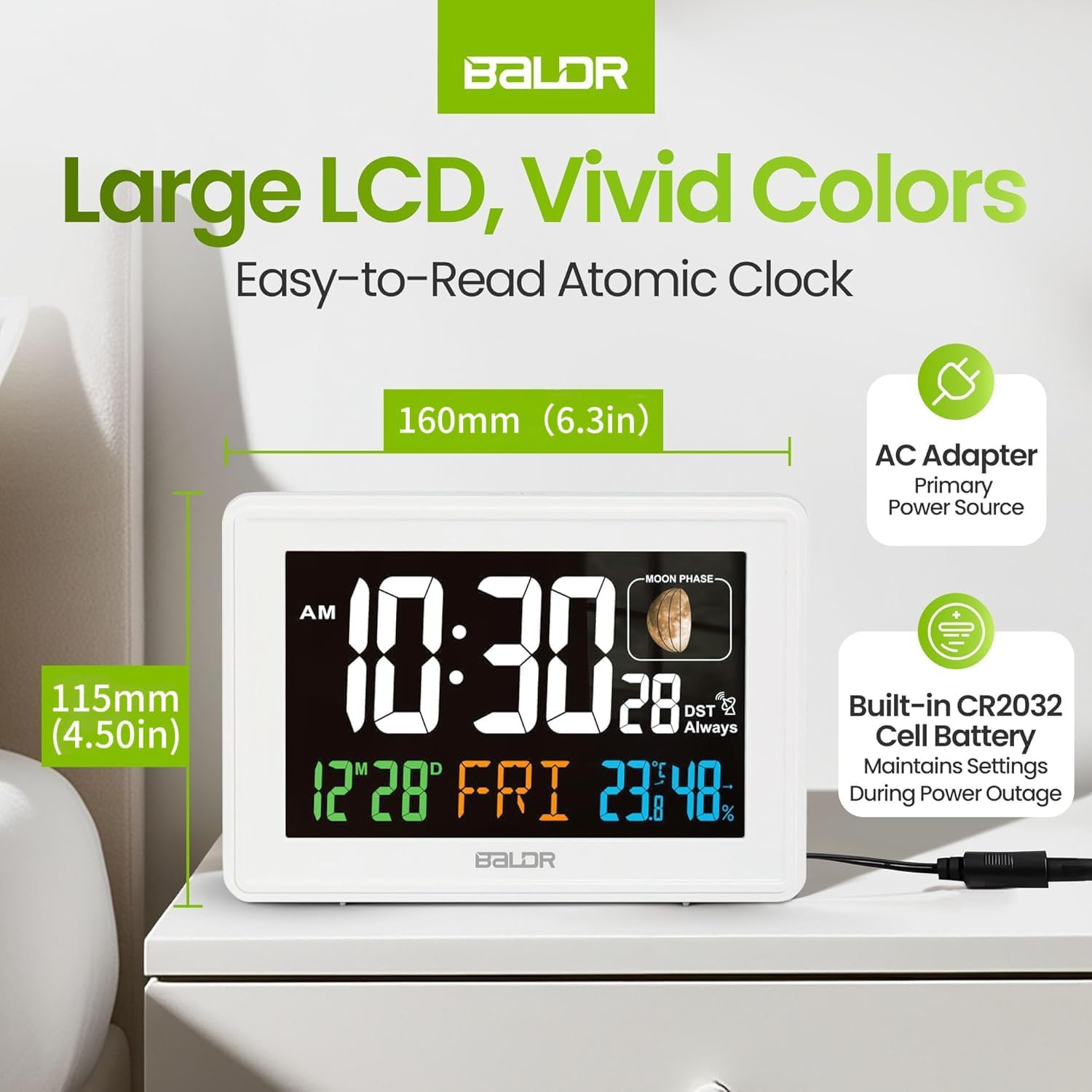 CL3592WH1 Digital Alarm Atomic Clock