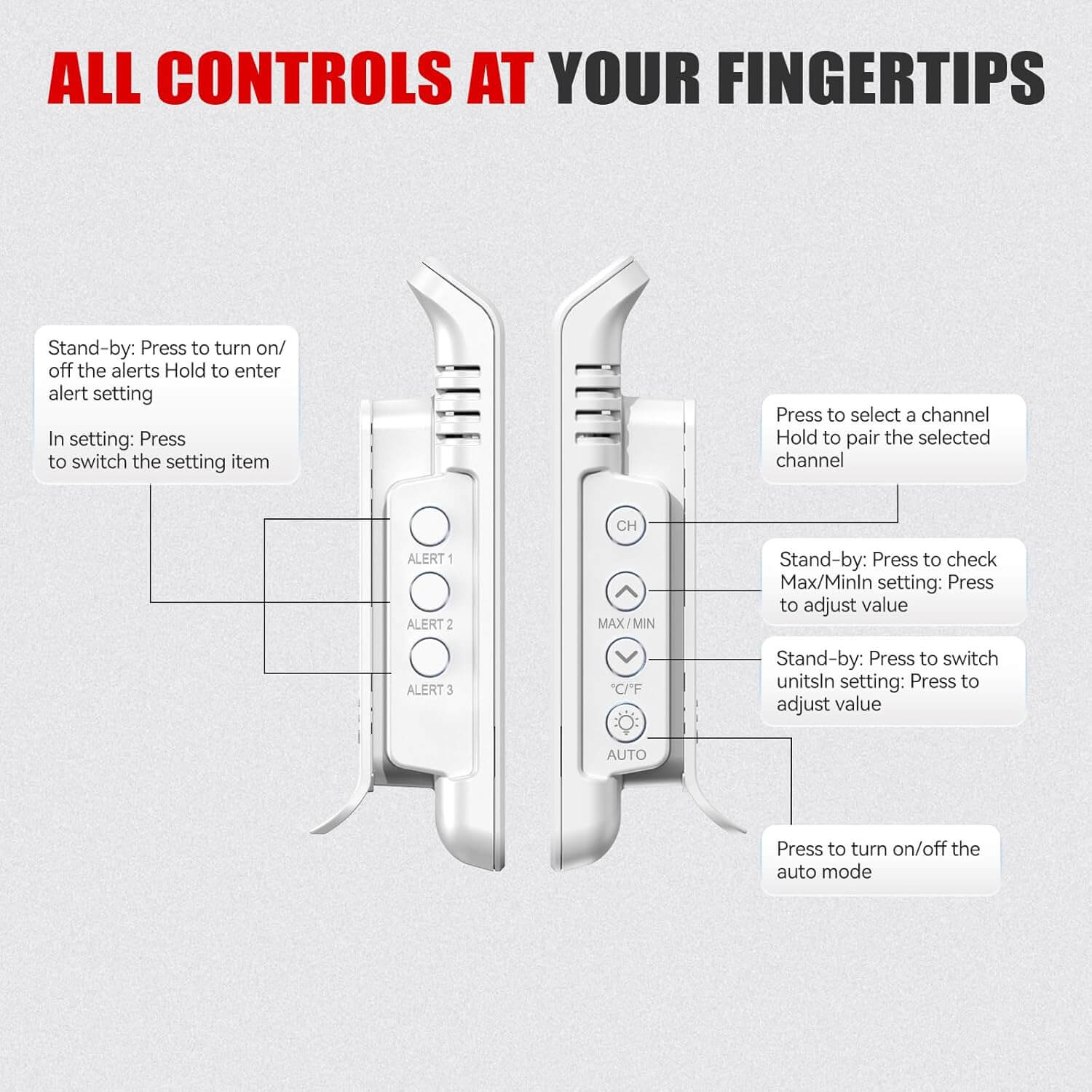 BaldrTherm Solar Outdoor Thermometer, Wireless Temperature & Humidity Monitor with 330ft Range
