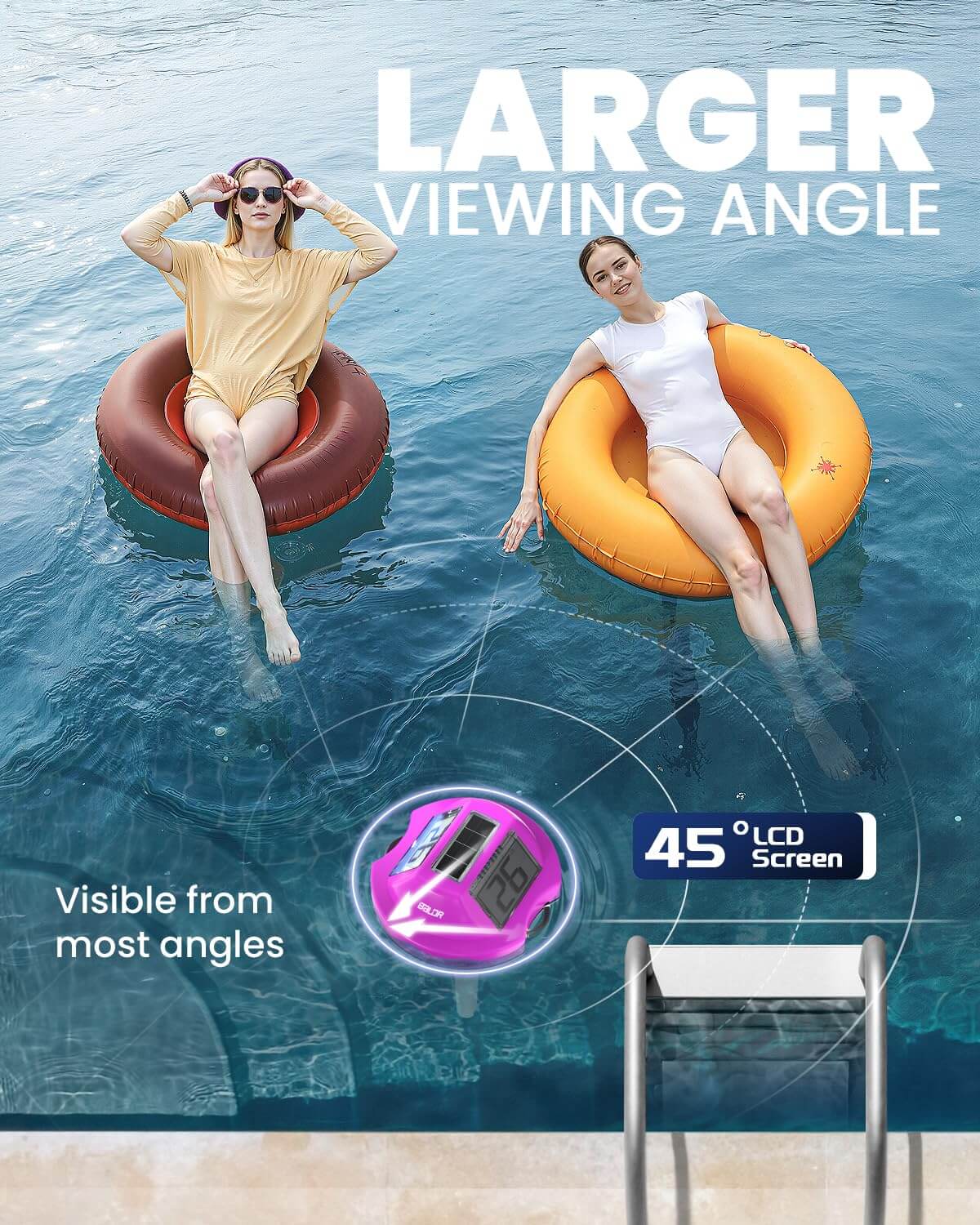 BALDR Pool Thermometer Floating Easy Read(Purple)