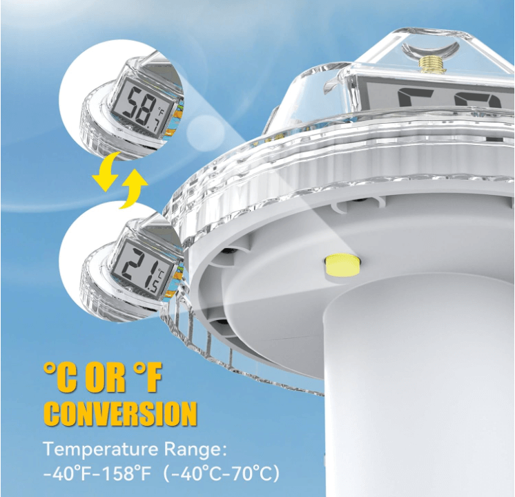 BaldrTherm Wireless Pool Thermometer with 360° LCD & App Control
