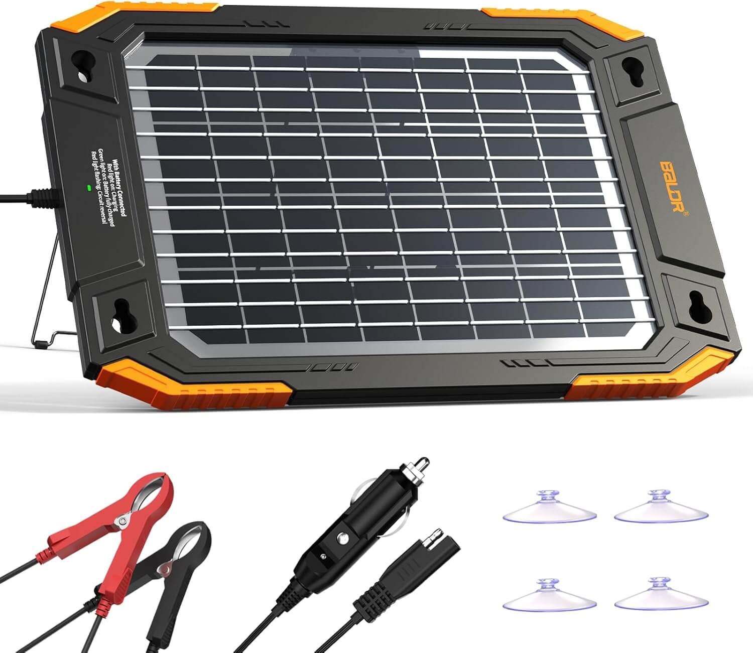 BALDR Upgraded 13W Solar Battery Trickle Charger Maintainer 12V Portable Waterproof Solar Panel Trickle Charging Kit for Car Automotive Boat Marine RV
