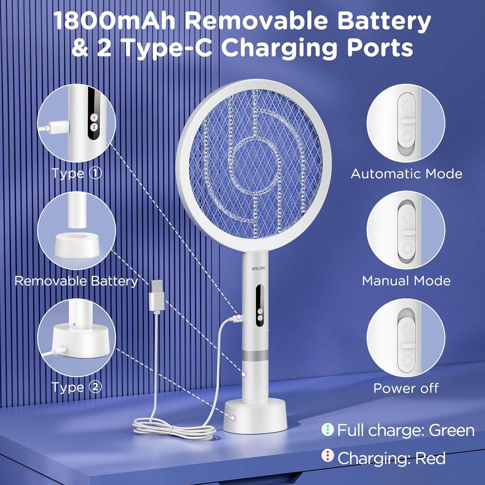 BALDR Multifunctional Electric Fly Swatter, Mosquito Swatter: Your Ultimate Indoor Anti - Mosquito Solution
