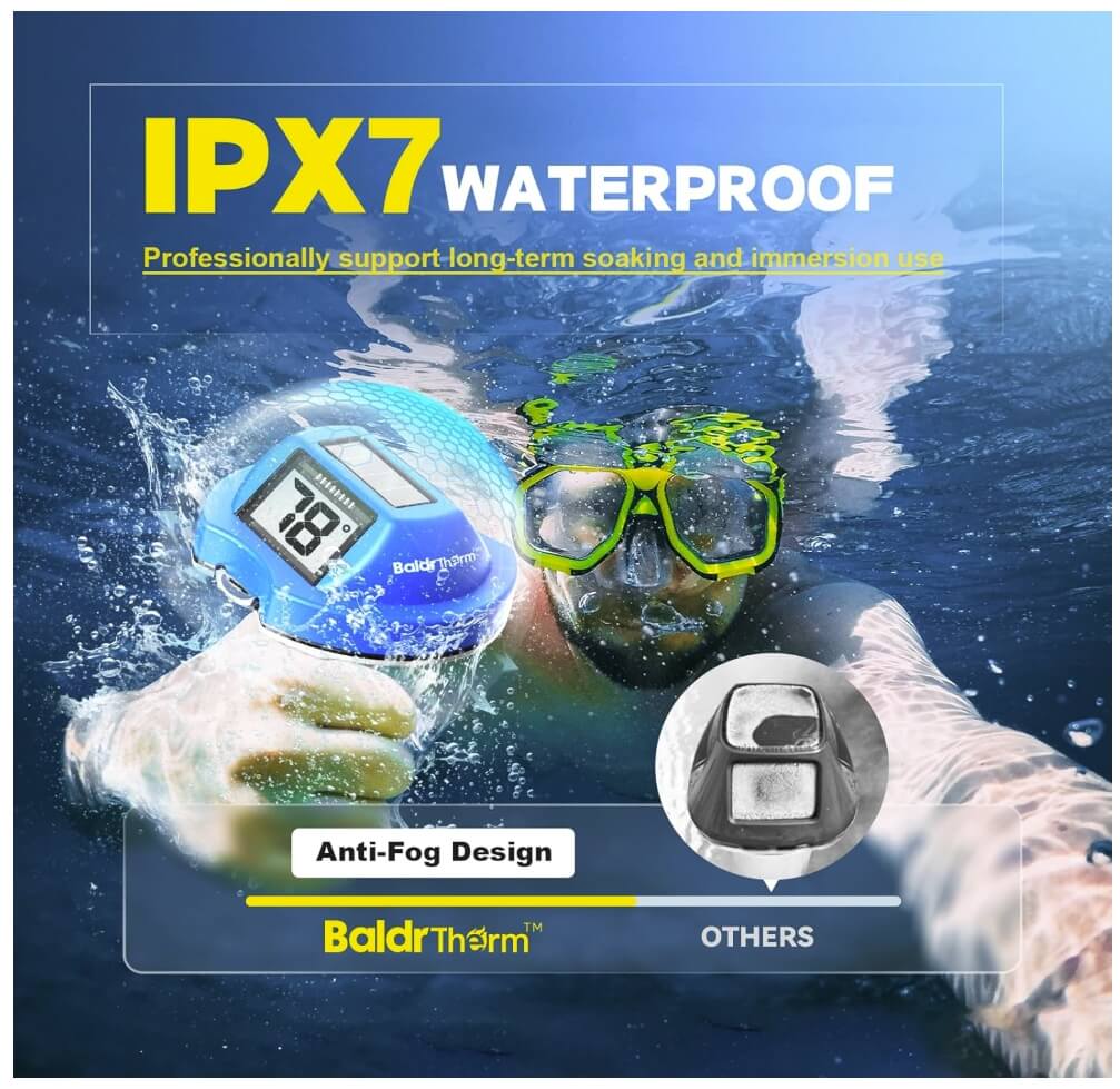 BaldrTherm Solar Pool Thermometer – Wireless, IP68, Dual-Screen