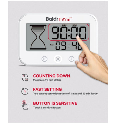 BaldrTherm Shower Clock – Waterproof Timer, Hygrometer & Thermometer