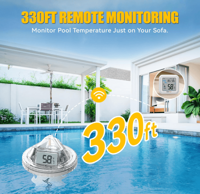 BaldrTherm Easy-Read Floating Pool Thermometer with Indoor Monitor