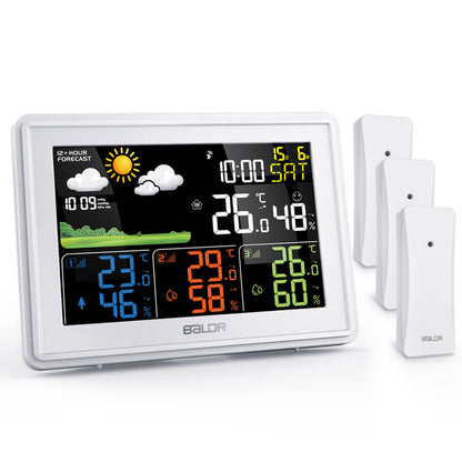 BaldrTherm White Weather Station with 3 Sensors & Color Display
