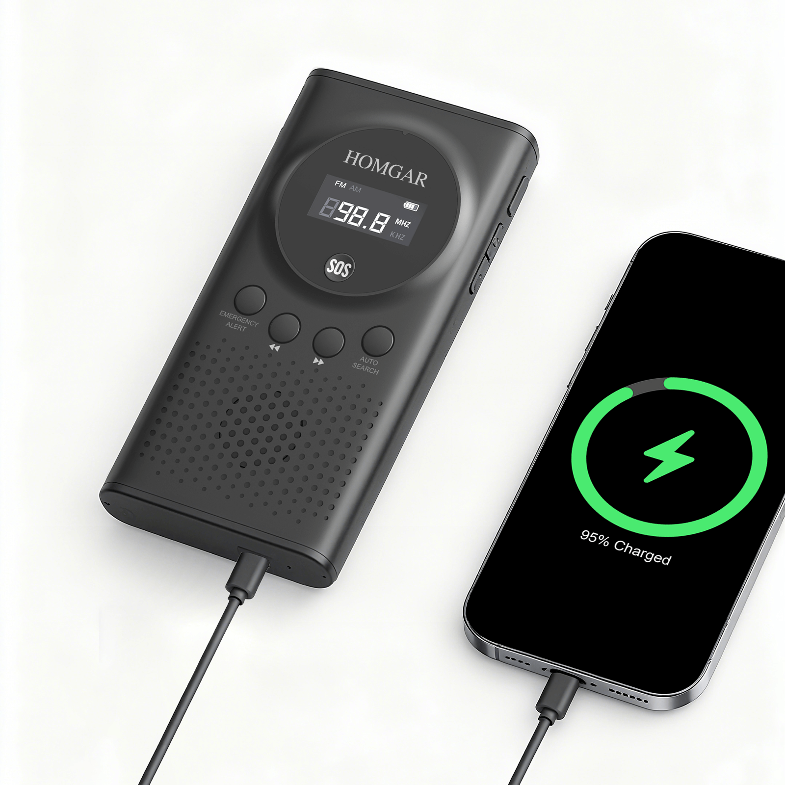 HOMGAR Portable Hand Cranking Emergency Radio, suitable for INifnity1200 and Infity1800