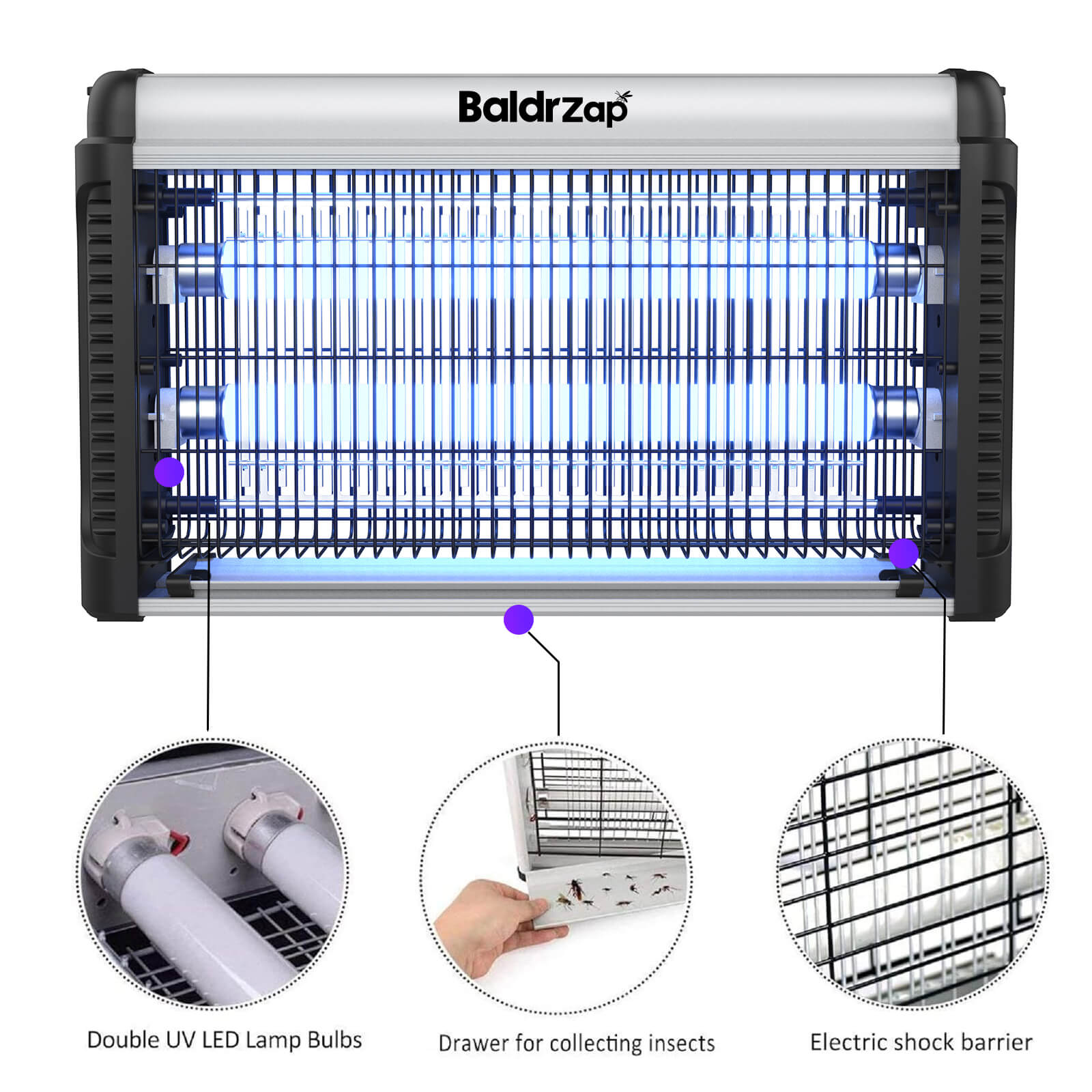 BaldrZap Electric Devices for Attracting and Killing Insects, Insect Trap Indoor, Efficiency, Safety