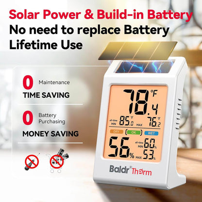 BaldrTherm Room Thermometer Indoor, Humidity Meter, 2026 Upgrade Backlit Digital Humidity&Temperature Monitor