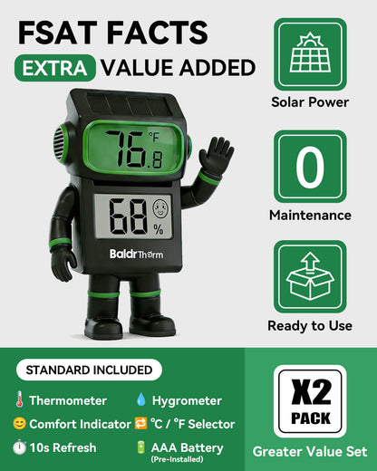E0587TH-V3-Black Solar Digital Hygrometer Thermometer