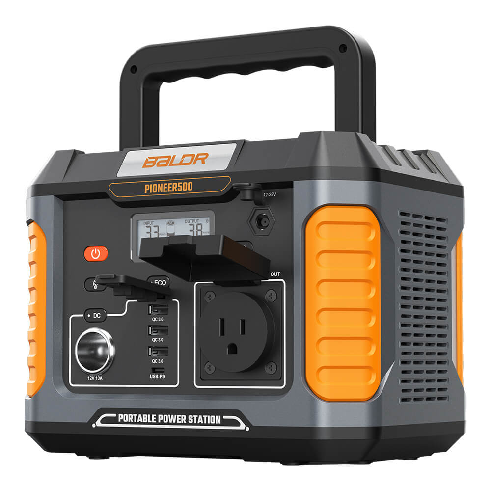BALDR 500W Portable Power Station – 288Wh, Solar Charging, USB-C PD