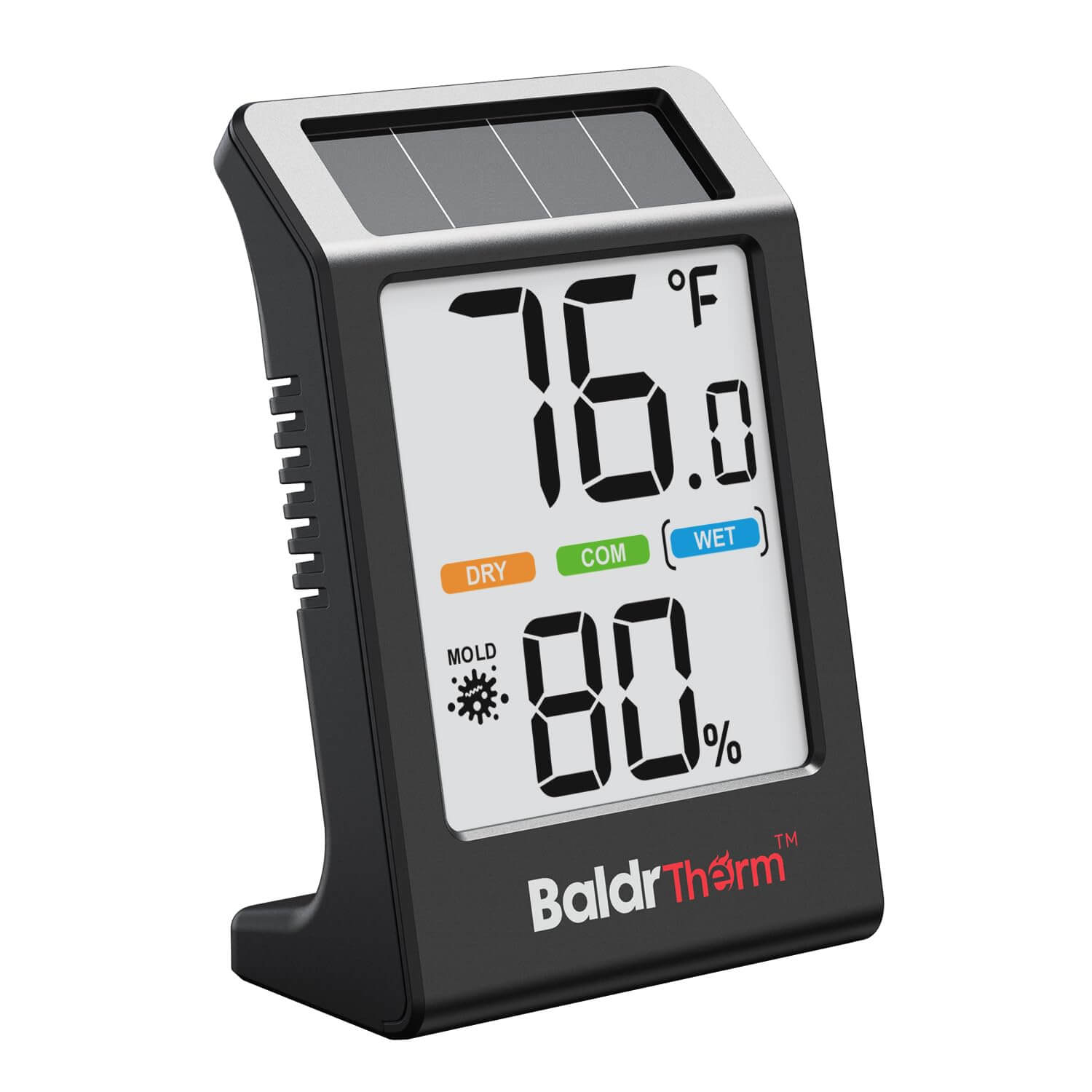 BaldrTherm Humidity Meter Hygrometer – 3.2'' Solar Room Thermometer