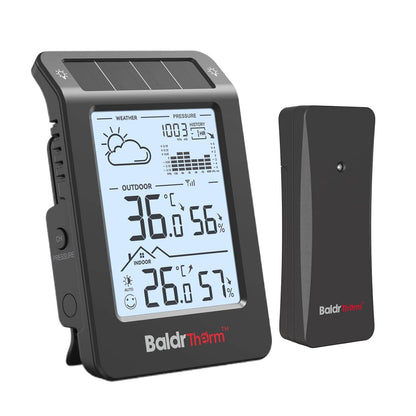 BaldrTherm Wireless Weather Station, Dual-Zone Indoor & Outdoor/Childroom Temp Humidity Monitor, Auto Smart Backlight,Temp/Humidity/Barometric Trend Visualization