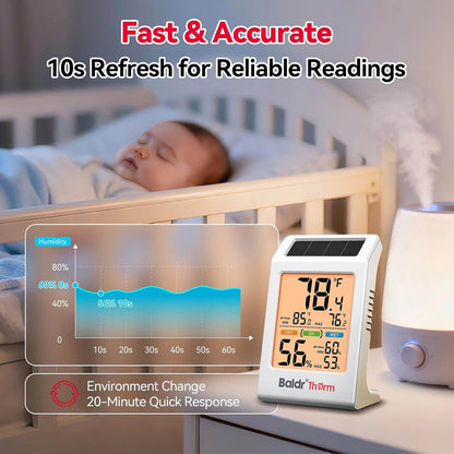BaldrTherm Room Thermometer Indoor, Humidity Meter, 2026 Upgrade Backlit Digital Humidity&Temperature Monitor