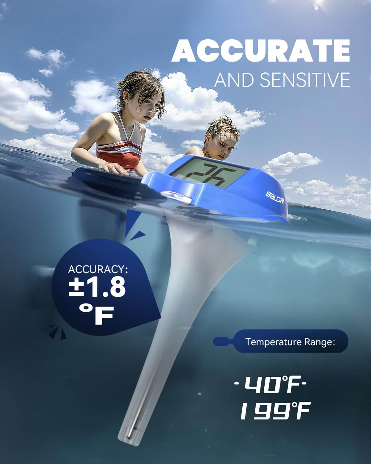 BALDR Floating Pool Thermometer – Easy Read (Dark Blue)