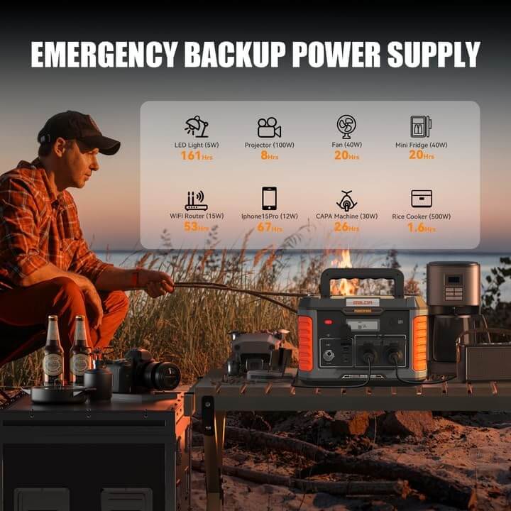 BALDR Portable Power Station, 1000W Output, 808Wh Capacity, AC Outlet, USB Ports, Solar Charging Generator for Home Camping Emergency Use