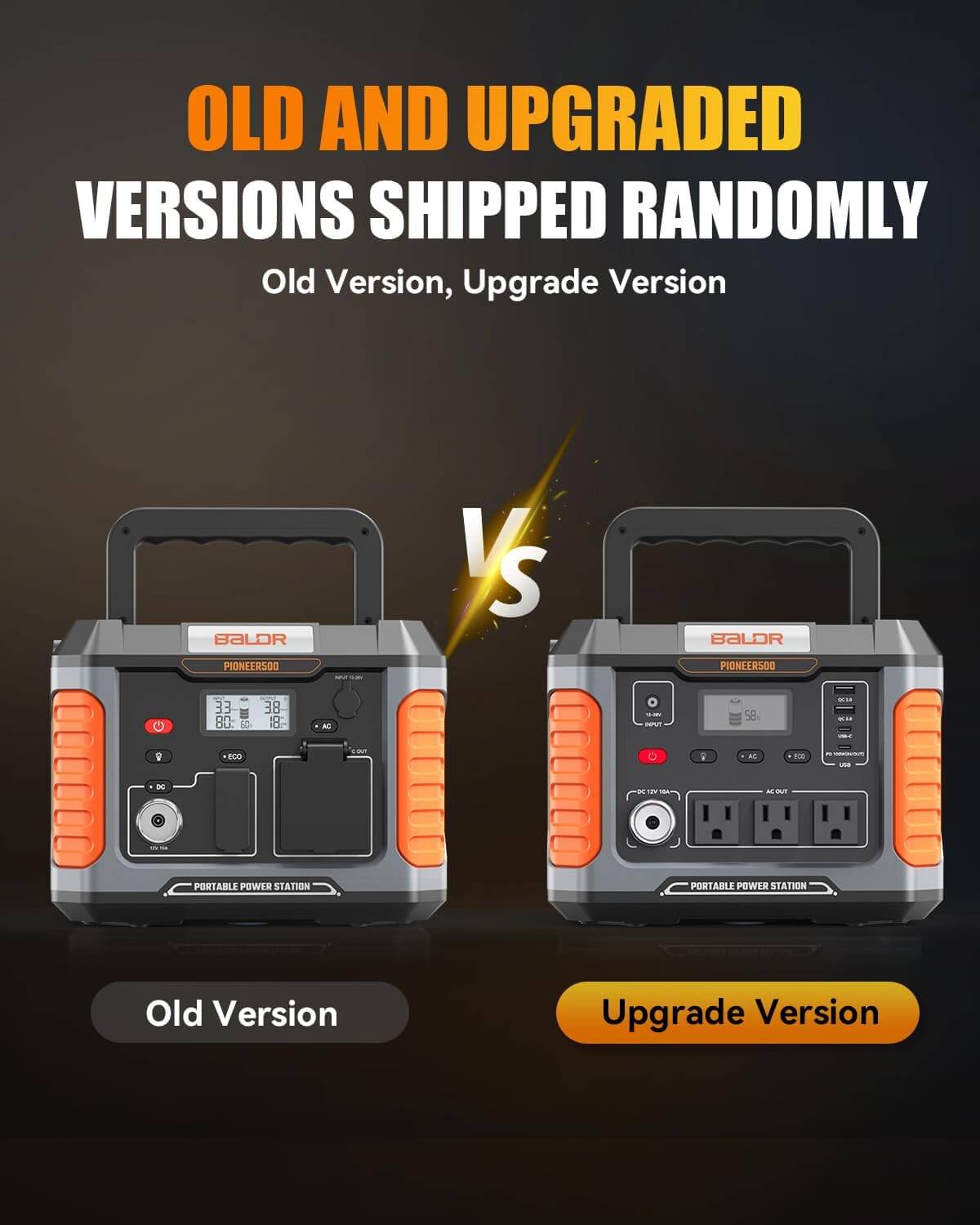 BALDR 500W Portable Power Station – 288Wh, Solar Charging, USB-C PD