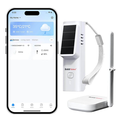 BaldrTherm Solar WiFi Hygrometer Thermometer Sensor, Smart Wireless Temperature Humidity（1 pack）