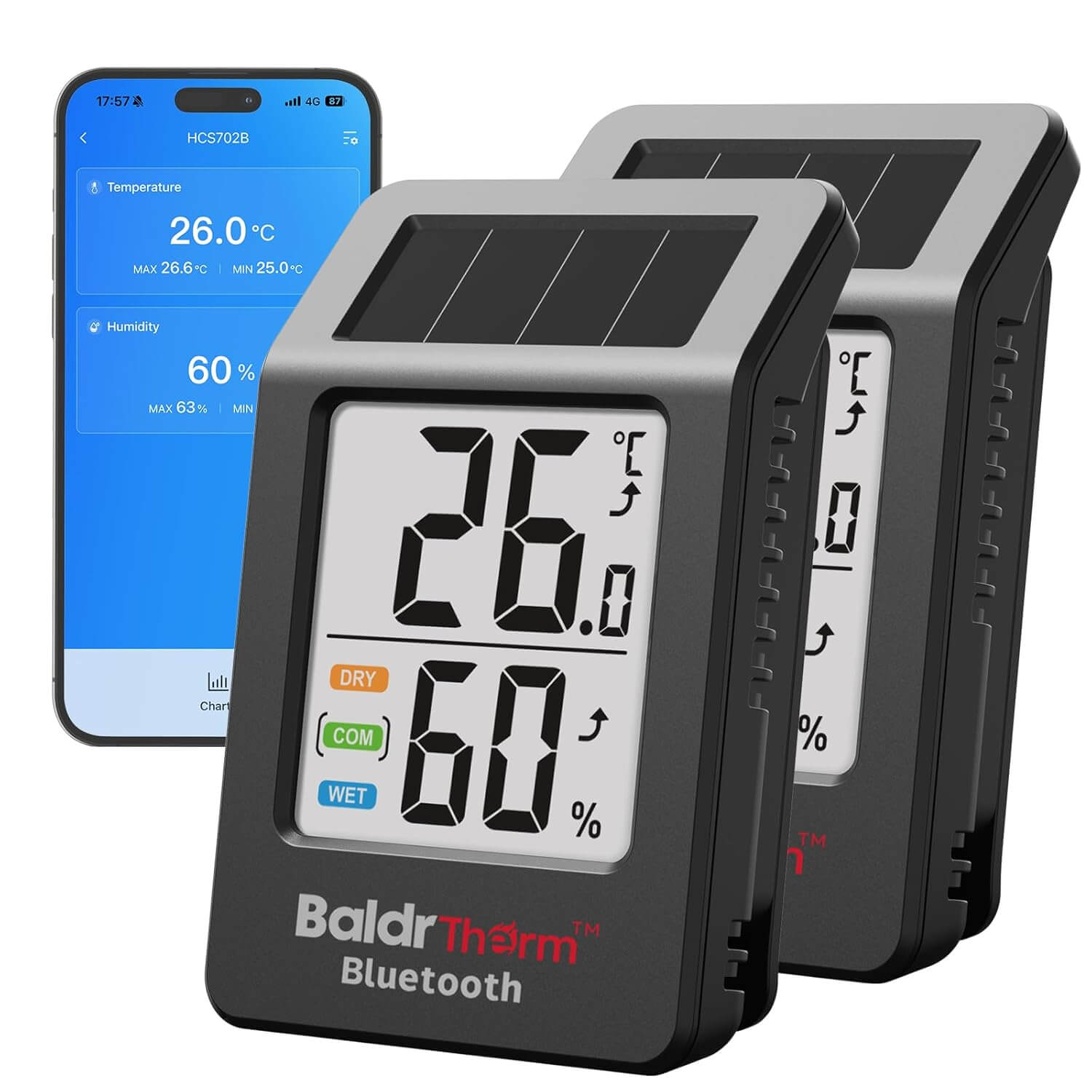 BaldrTherm Solar Bluetooth Temperature Humidity Monitor