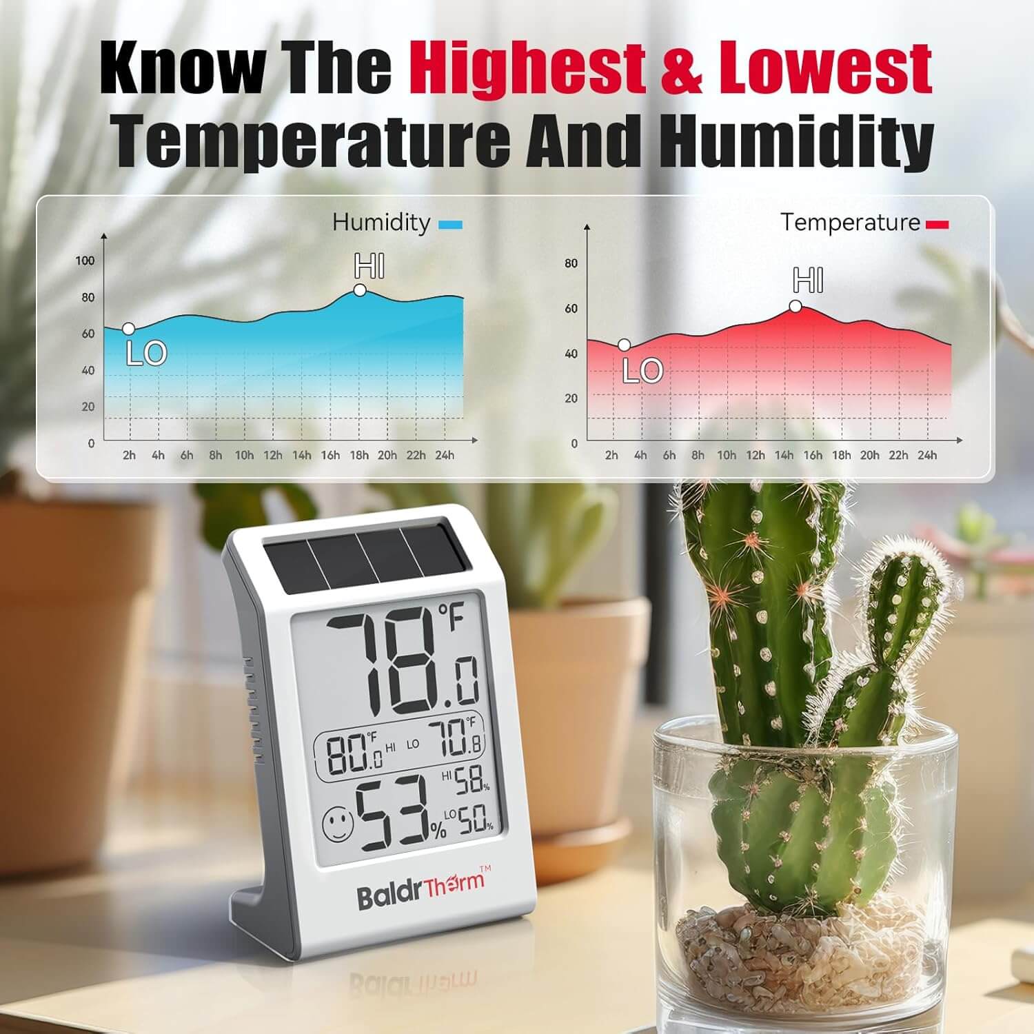 BaldrTherm Humidity Meter Room Thermometer, 3.2''Humidity Gauge