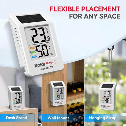 BaldrTherm WiFi Thermometer, Wireless Smart Thermometer, Remote Temperature Monitor with Gateway&Solar Sensor,200ft Coverage, App Alerts,12-Month Battery, Comfort Indicator, Data Sync Recover,3Pack