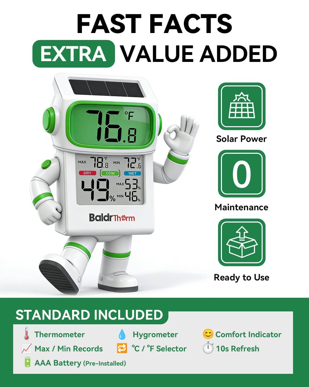 B0590TH-V6 Solar Indoor Thermometer Hygrometer