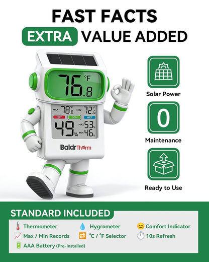 B0590TH-V6 Solar Indoor Thermometer Hygrometer