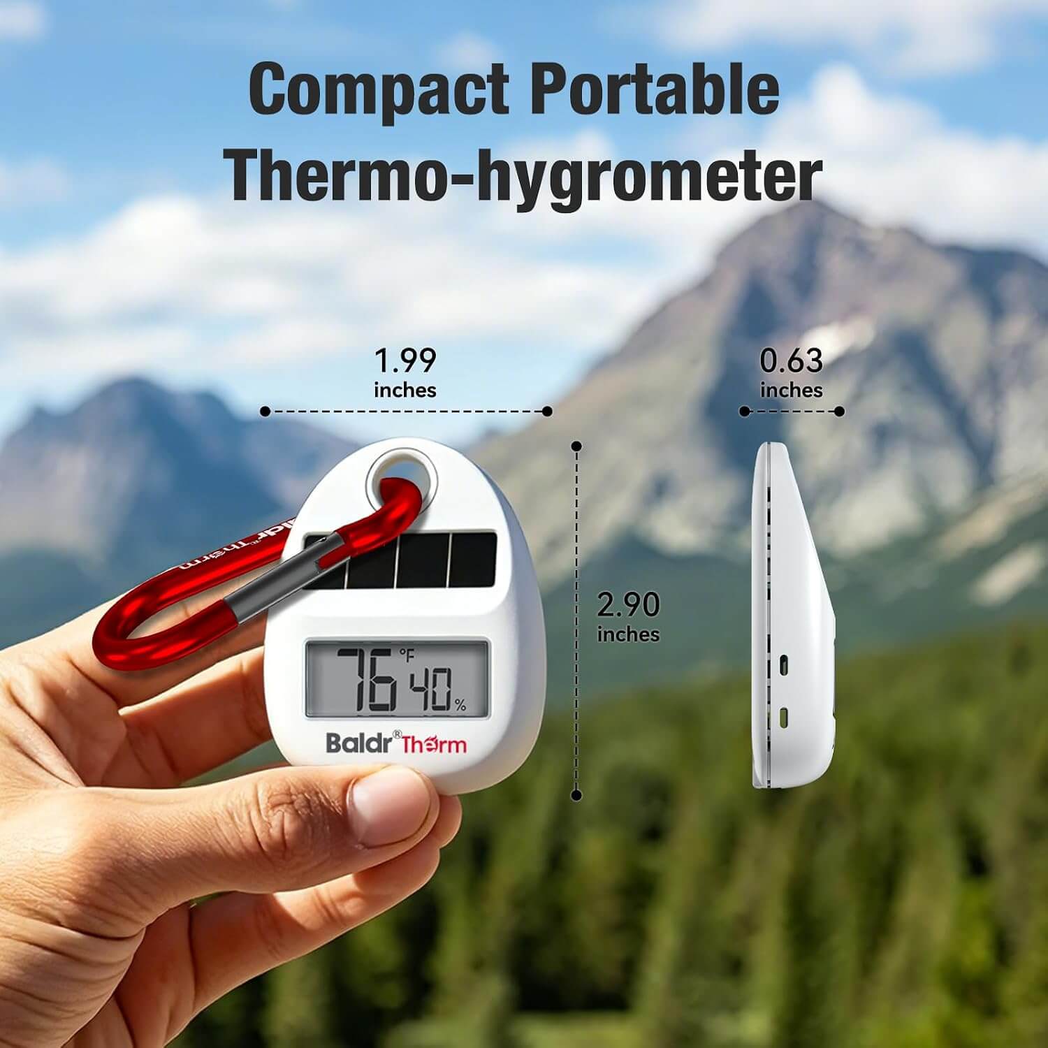B0703TH Solar Powered Portable Thermometer Hygrometer