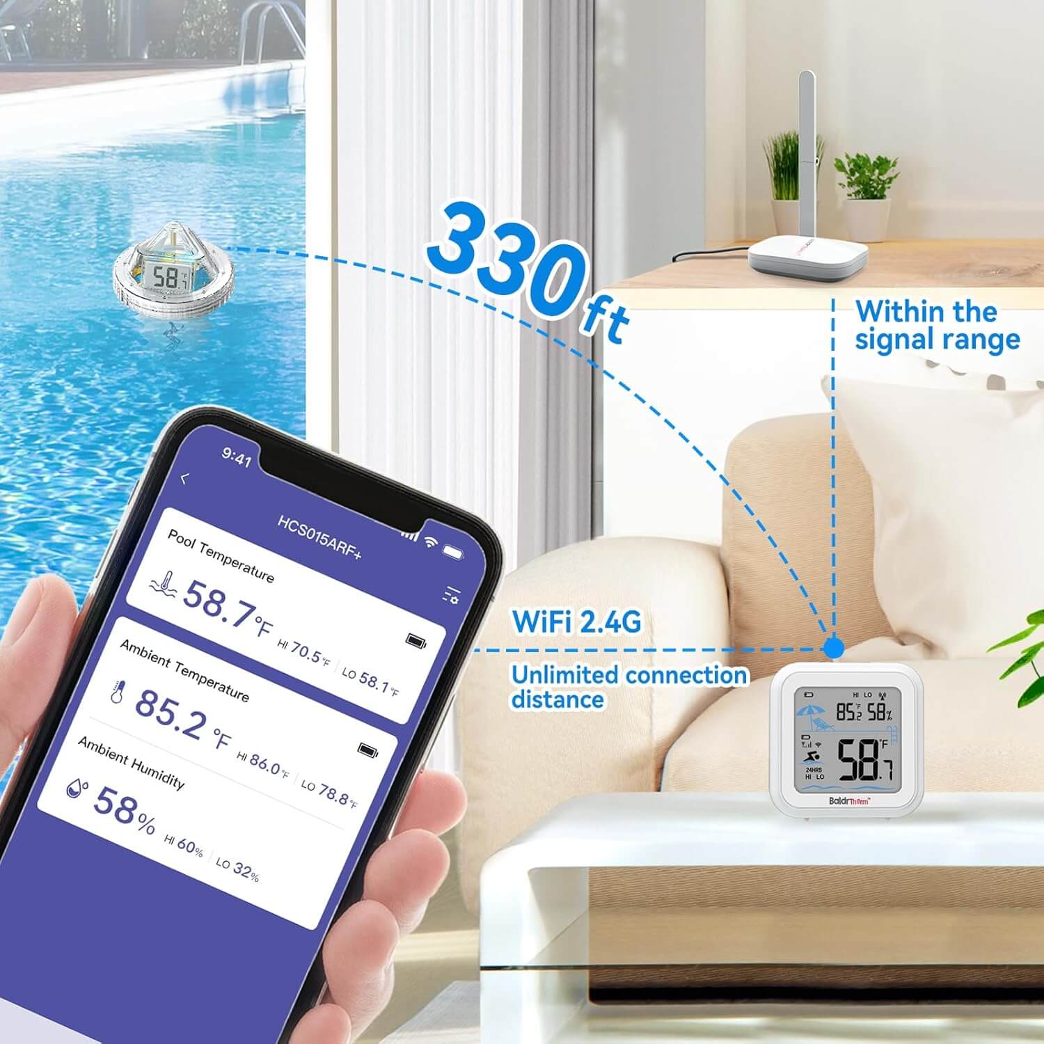 BaldrTherm Smart Pool Thermometer with WiFi Gateway Kit