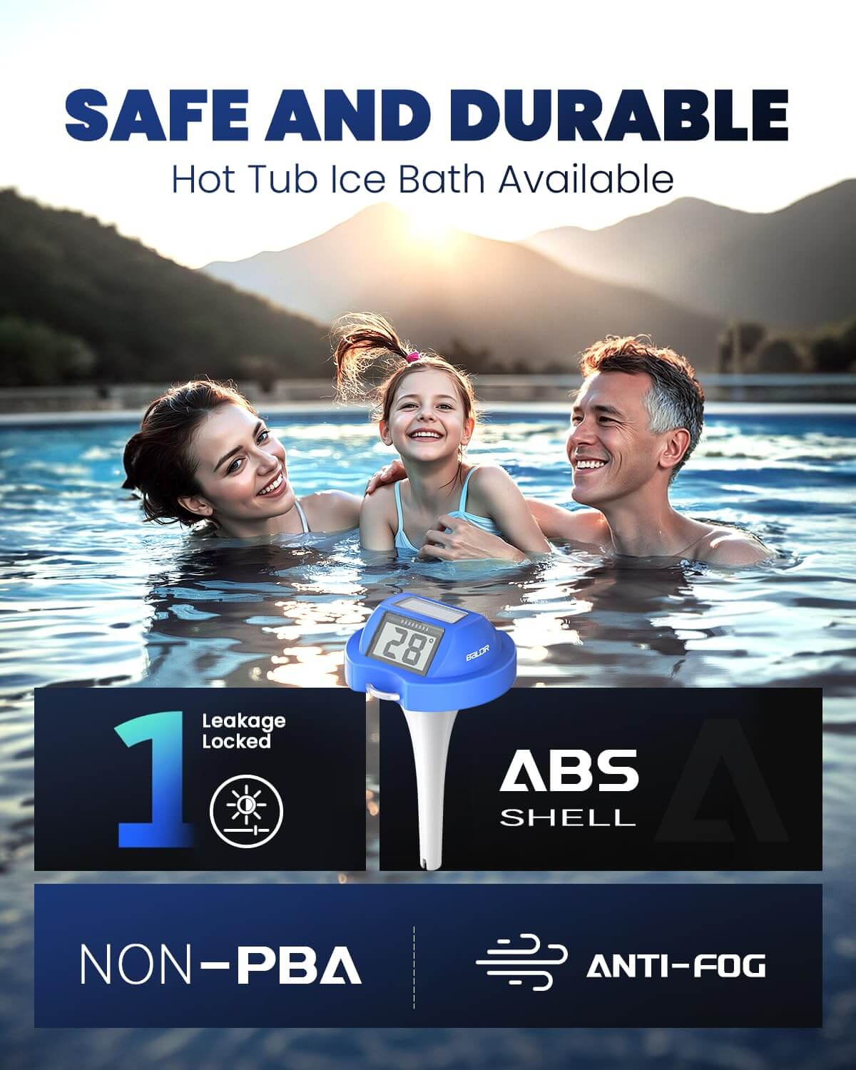 BALDR Floating Pool Thermometer – Easy Read (Dark Blue)