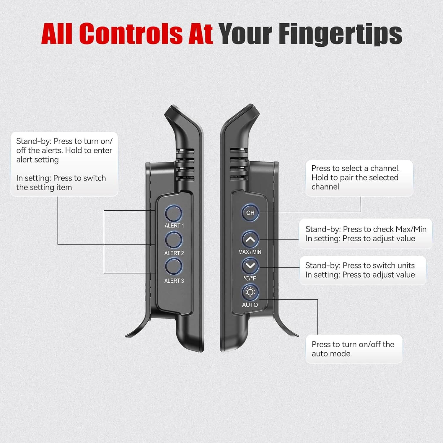 BaldrTherm Solar Outdoor Thermometer, Wireless Temperature & Humidity Monitor with 330ft Range