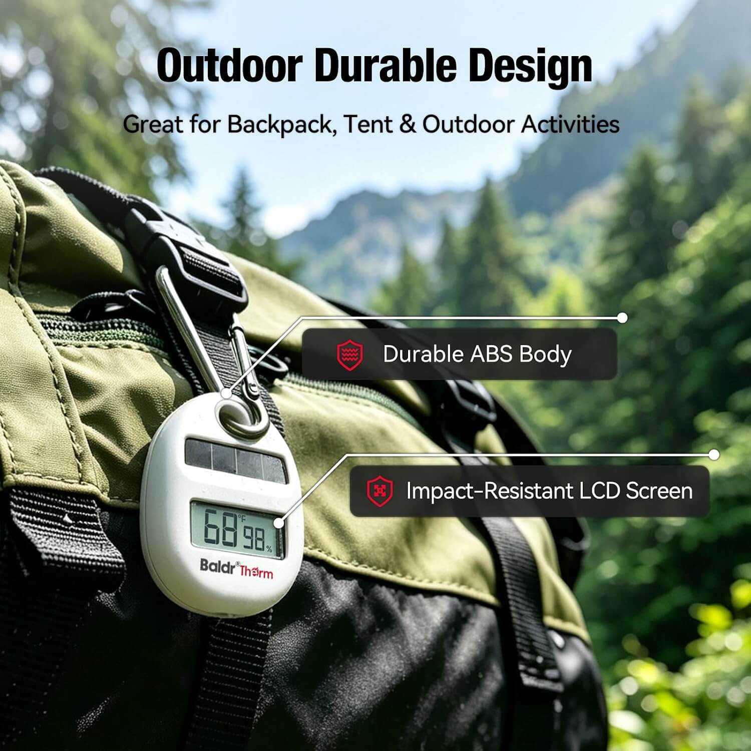 B0703TH Solar Powered Portable Thermometer Hygrometer