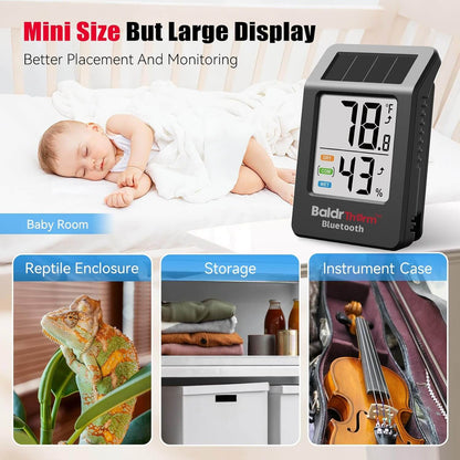 BaldrTherm Solar Bluetooth Temperature Humidity Monitor with Remote App Control