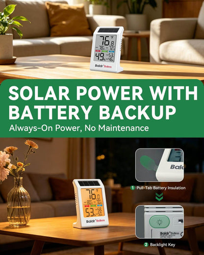 B0721TH Solar Indoor Thermometer Hygrometer
