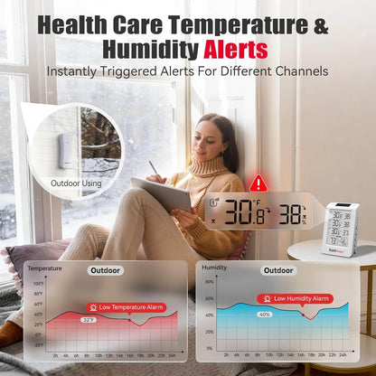 BaldrTherm Solar Outdoor Thermometer, Wireless Temperature & Humidity Monitor with 330ft Range