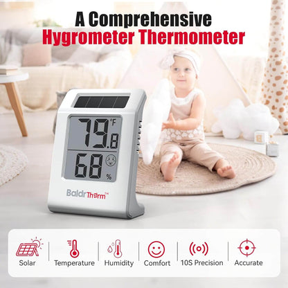 BaldrTherm 2.2'' Solar-Powered Thermometer and Hygrometer Meter