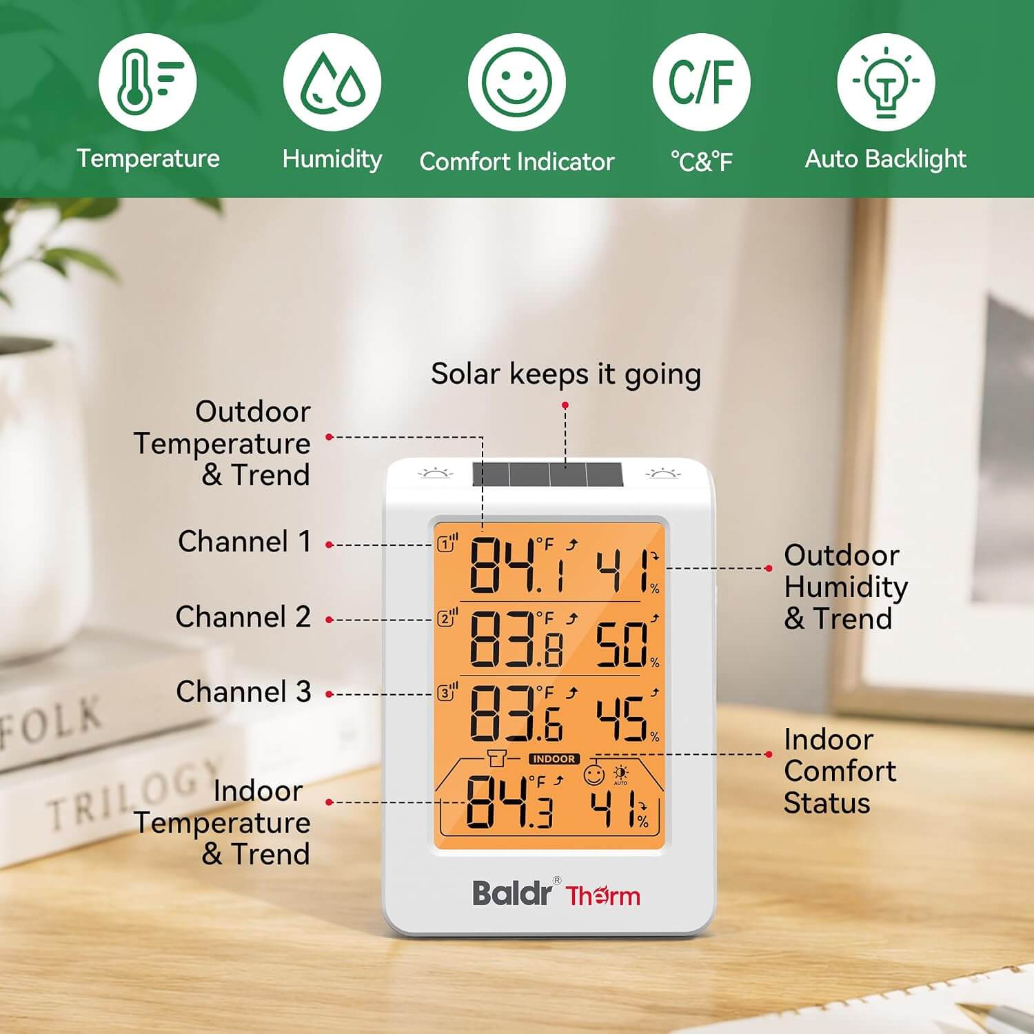B0598T4H4 Wireless Indoor Outdoor Thermometer