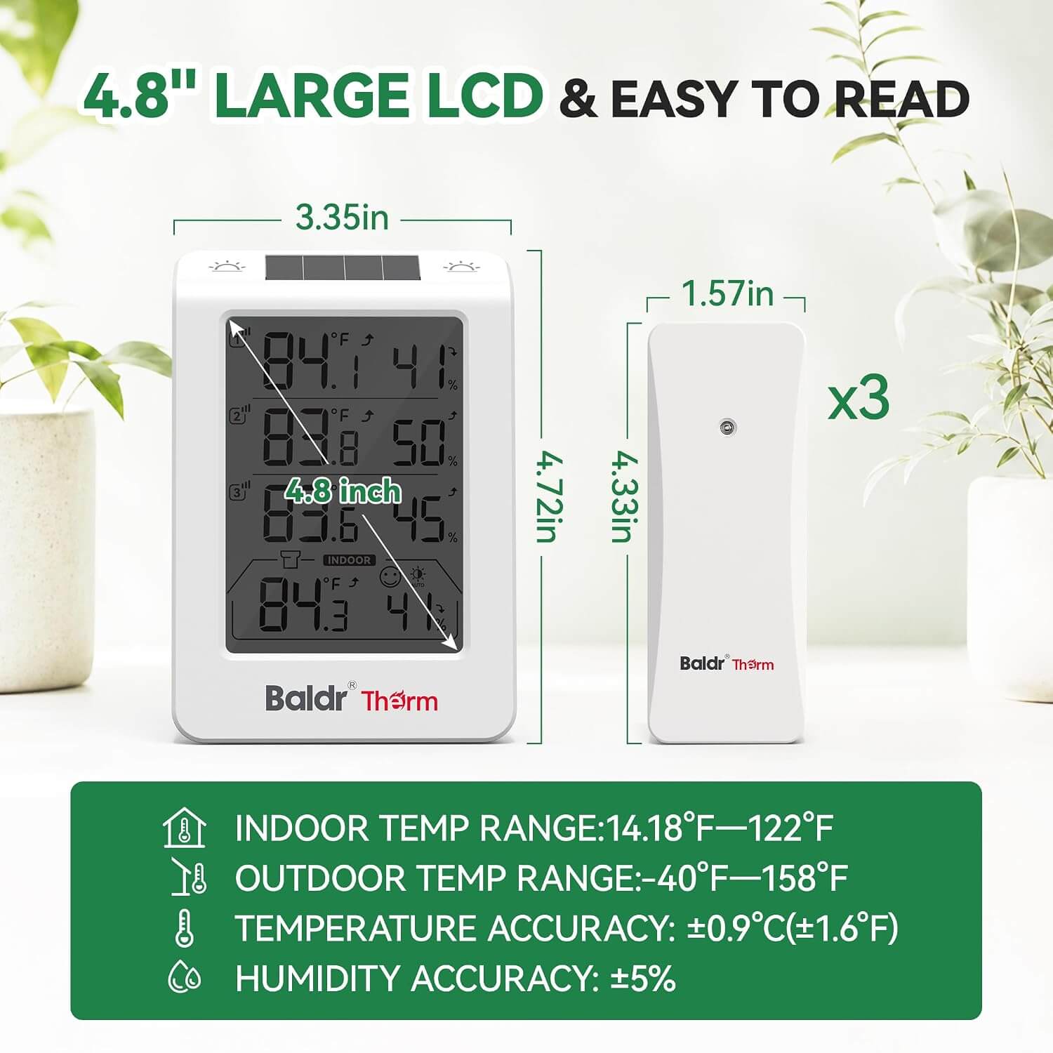 B0598T4H4 Wireless Indoor Outdoor Thermometer