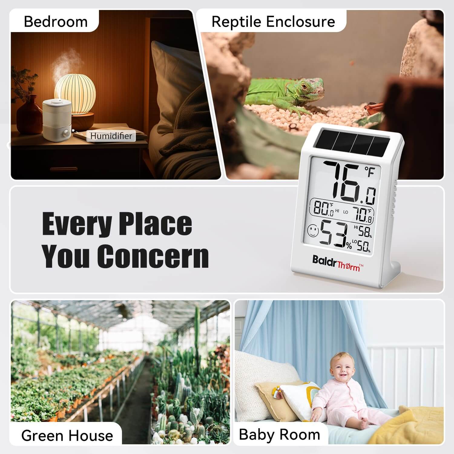 BaldrTherm Humidity Meter Room Thermometer, 3.2''Humidity Gauge