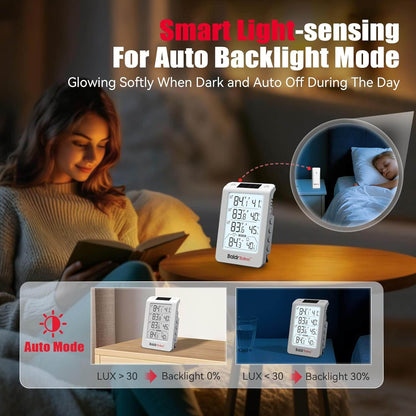 BaldrTherm Solar Outdoor Thermometer, Wireless Temperature & Humidity Monitor with 330ft Range