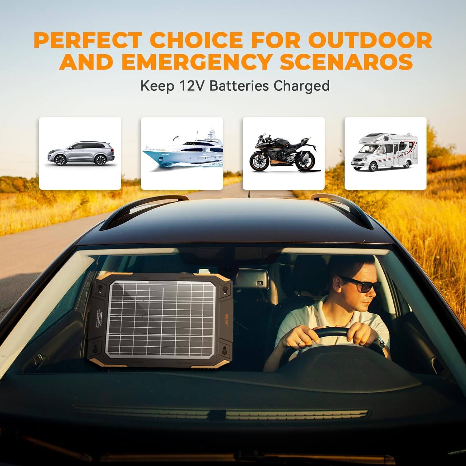 BALDR Upgraded 13W Solar Battery Trickle Charger Maintainer 12V Portable Waterproof Solar Panel Trickle Charging Kit for Car Automotive Boat Marine RV