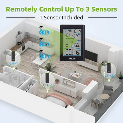 BaldrTherm Wireless Indoor & Outdoor Thermometer – Black