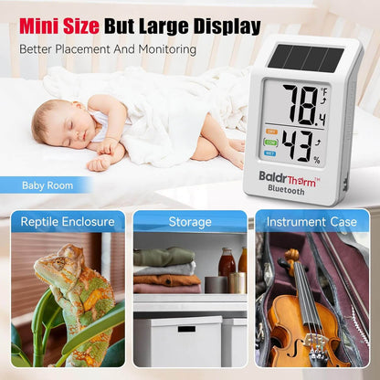 BaldrTherm Solar Bluetooth Temperature Humidity Monitor with Remote App Control