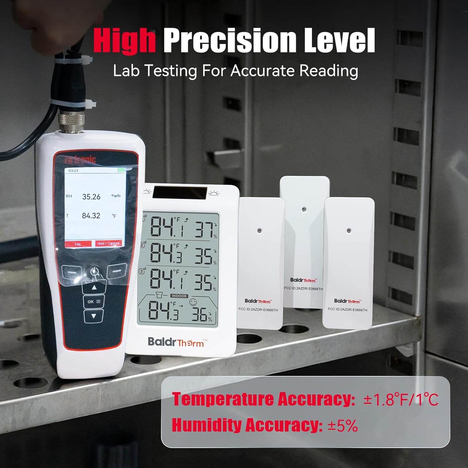 BaldrTherm Solar Outdoor Thermometer, Wireless Temperature & Humidity Monitor with 330ft Range